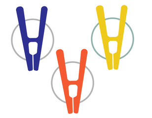 分別ゴミイラスト素材　洗濯バサミ　カラー