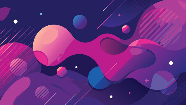 Abstract design showcasing smooth waves in purple and pink hues, blending together for a striking visual impact..eps