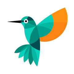 Fototapeta premium Cute Geometric Hummingbird Vector