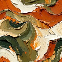 Earth Tone Organic Impasto Texture &ndash; Seamless Abstract Natural Oil Paint Pattern