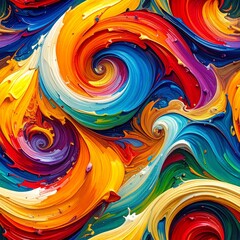 Vibrant Bold Oil Paint Swirl Texture &ndash; Seamless Abstract Colorful Pattern