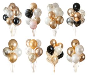 PNG Elegant metallic balloons celebration, transparent background