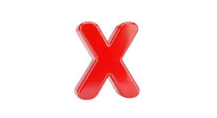 Red letter x isolated on transparent background