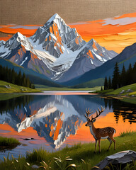 Mountain landscape with lake