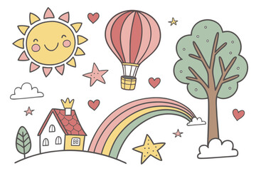 vector illustration of a set of trees