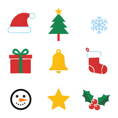 Flat Christmas Icon Set: Holiday Symbols Collection