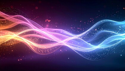 Luminous ribbons dance amid stardust clouds