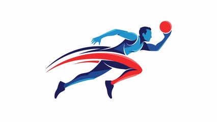 Dynamic illustration of a male athlete in motion, reaching for a ball, showcasing speed and agility.