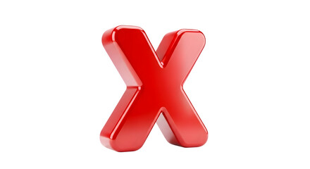 Obraz premium Red letter x glossy isolated on transparent background