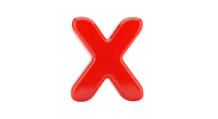 Fototapeta premium Red letter x glossy isolated on transparent background