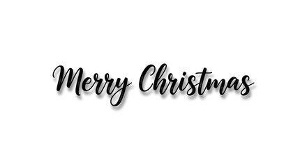 Black cursive 'Merry Christmas' text with shadow on a stark white background