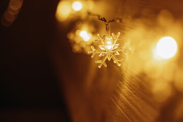 Golden christmas lights background