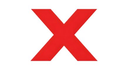 Red letter x symbol isolated on transparent background