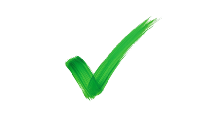 Green painted check mark isolated on transparent background