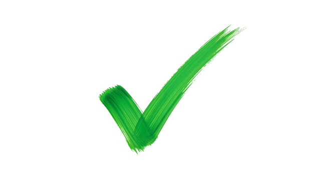 Green painted check mark isolated on transparent background