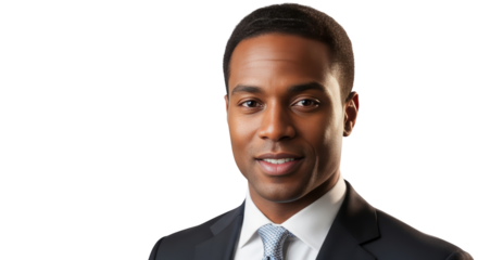 High quality illustration of confident african american businessman smiling portrait representing man, male, adult for modern