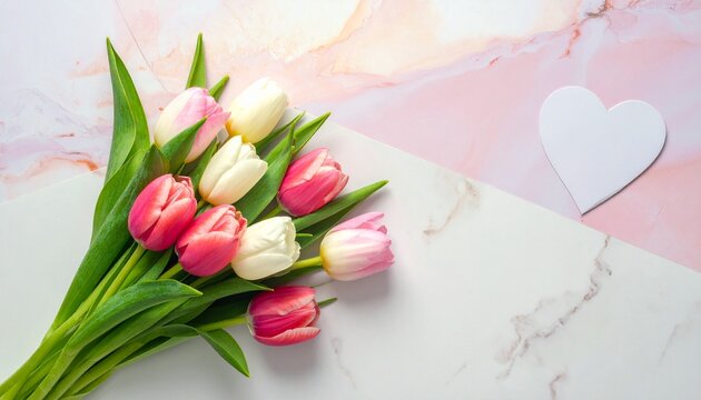 bouquet of tulips on a wooden background - Powered by Adobe