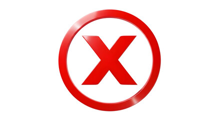 Fototapeta premium Red x mark inside oval frame isolated on transparent background