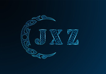 Low poly letter logo JXZ design. JXZ letter logo low poly vector design on blue color gradient background. JXZ logo low poly design