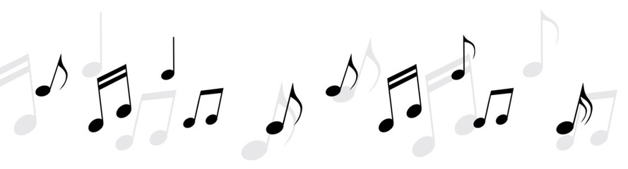 Vector flying notes isolated on white background