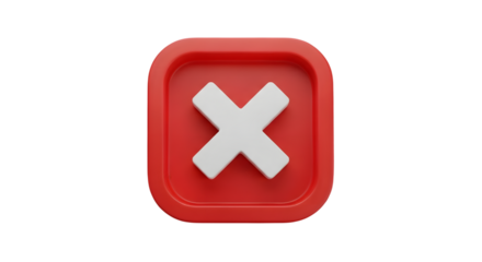 Red cross mark icon isolated on transparent background