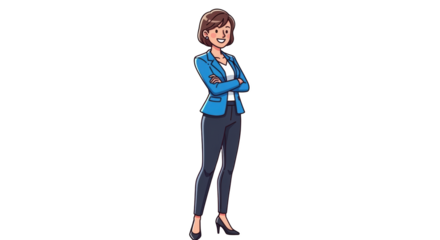 Confident businesswoman cartoon character illustration showing detailed concept of businesswoman, woman, business with professional style and