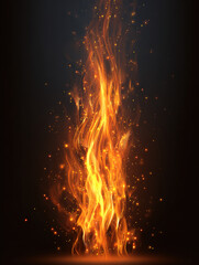 Orange Flame Light Effect Decor Element - Dark Background Celebration Event Design Material

