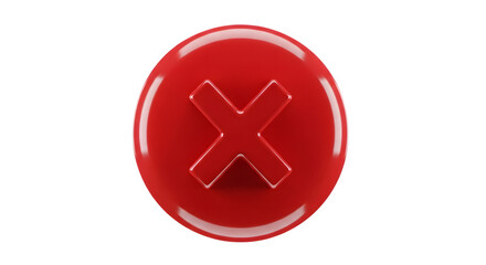 Obraz premium Red x button glossy isolated on transparent background