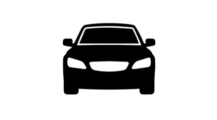 Front view of a black car the car is a sedan and has a modern design the headlights are on and the car is in motion the car is