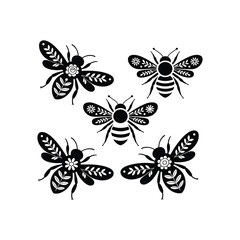 Bee with floral fillers and dot accents.