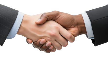 Diverse business partners shaking hands in agreement showing detailed concept of handshake, hands, shaking with professional