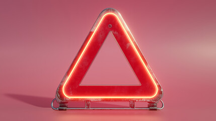Minimalistic hazard sign mockup glowing warning safety danger alert modern design futuristic technology generated AI