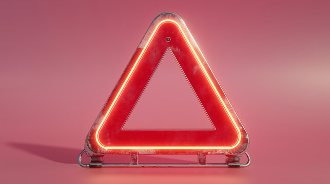 Minimalistic hazard sign mockup glowing warning safety danger alert modern design futuristic technology generated AI