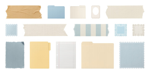 Fototapeta premium PNG Assorted vintage paper elements collection, element set on transparent background