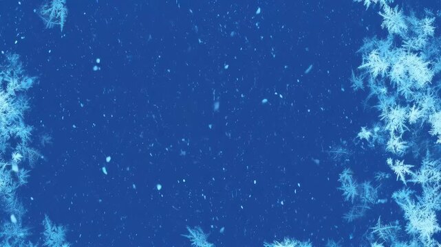 A blue background with falling snowflakes and an Adobe Stock logo at the center.