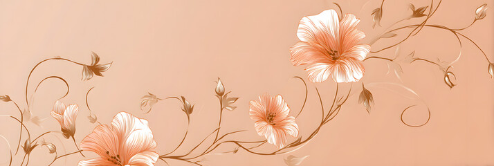 Ornate peach floral design with delicate swirls, creating a soft, elegant look ideal for refined wedding or event invitations.