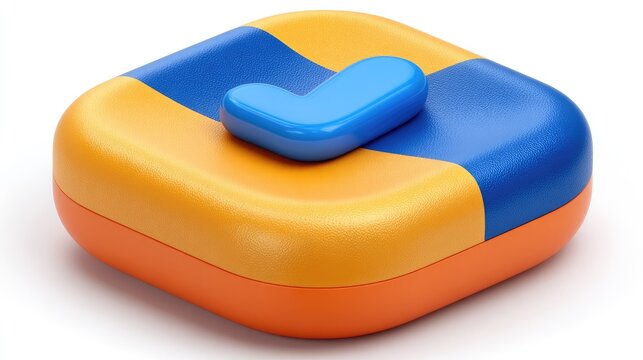 Geometric orange blue and yellow square with check mark symbol - Powered by Adobe