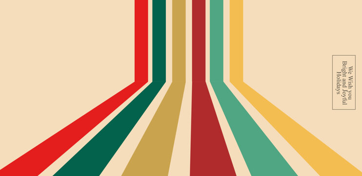 Old retro vintage perspective lines background with christmas basic colors 