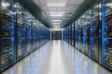 VIew of a Server room data center - storage hosting