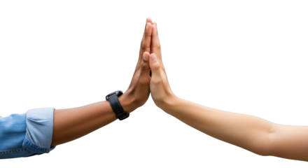 Creative diverse hands high five gesture representation emphasizing hands, high-five, gesture with elegant tones and balanced