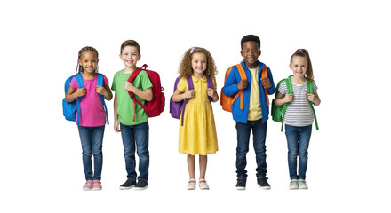 Obraz premium Diverse students ready for school concept visualized beautifully with focus on children, kids, school in modern