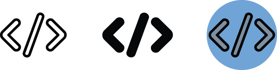 Coding tags icon programming language development software html brackets symbol set