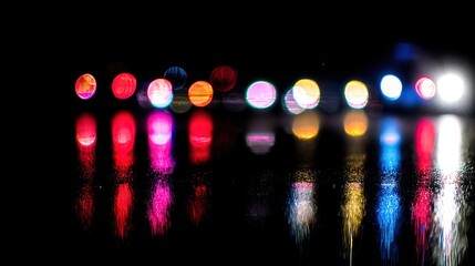 siren. Abstract patterns of emergency vehicle lights reflecting on wet pavement, creating a dramatic visual effect. mobility guides, transit brochures, designed for transport & logistics marketing.