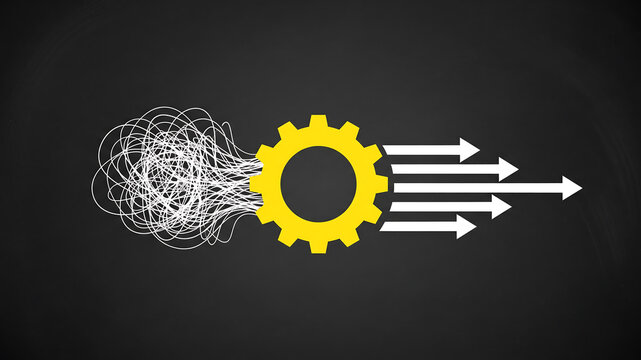 Gear transforming chaos into organized direction and flow