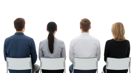 Four people sitting in chairs showing detailed concept of people, group, sitting with professional style and