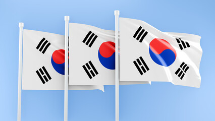 South Korea flag of silk-3D illustration. 3d render.