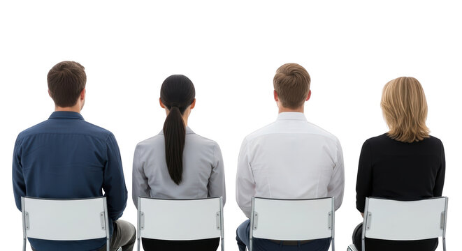 Four people sitting in chairs showing detailed concept of people, group, sitting with professional style and