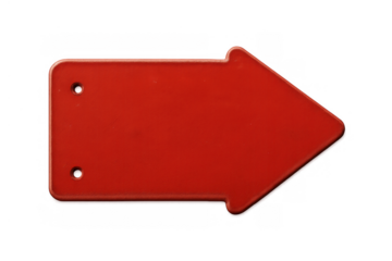 Red arrow-shaped information board pointing right on a transparent background, providing direction and navigation for users