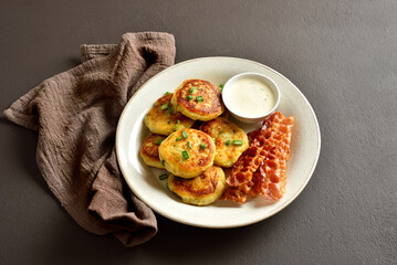 Potato pancakes made from mashed potato and green onion