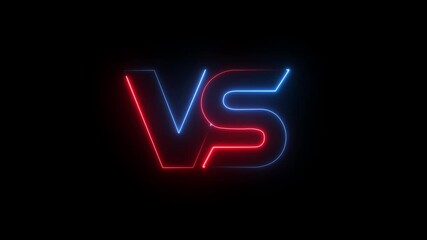 Neon Glowing 'VS' Logo Text Animation. Vibrant Versus Battle or Competition Screen Intro/Outro. Retro Light Effect. - Powered by Adobe